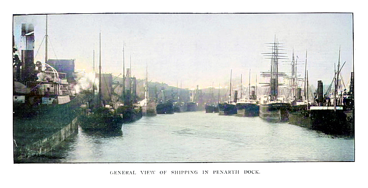 General view of shipping in Penarth Dock. 