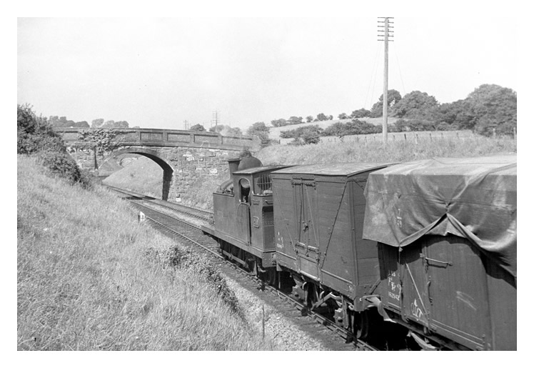 June 1946 - Barry Railway B1 tank 0-6-2T approaching the western portal of Cogan tunnel.
