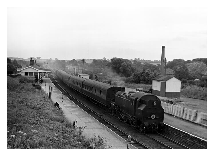1955 - British Railways locomotive 82036 at Dinas Powis station on the down line to Barry via Cadoxton, Barry Docks, Barry Town and Barry Island during September 1955.