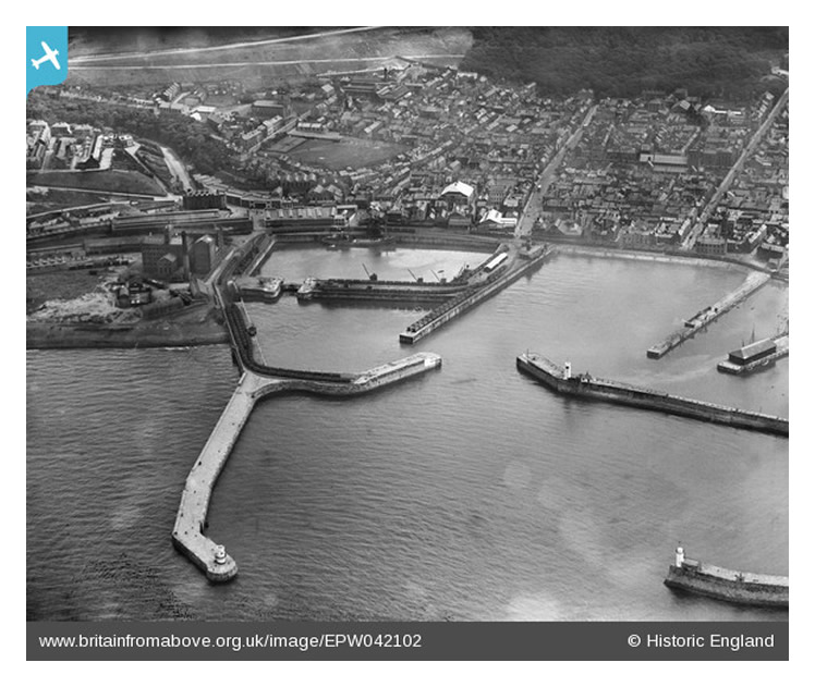 The North Pier, North Harbour, Queen's Dock and environs, Whitehaven, June 1933.