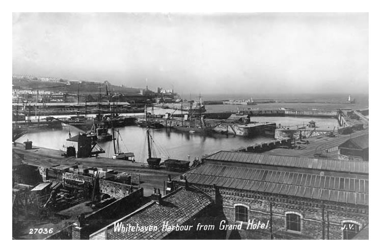 1908 - Whitehaven Harbour from Grand Hotel.
