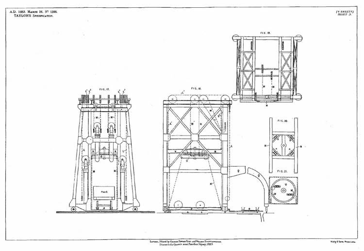 1883 - GEORGE TAYLOR of Penarth in the County of Glamorgan "IMPROVEMENTS IN APPARATUS FOR TRANSFERRING, RAISING, AND TILTING RAILWAY COAL WAGGONS AND TRANSFERRING COAL THEBEFROM FOR THE PURPOSE OF LOADING VESSELS." - Accompanying Drawings - Figures 1 to 24.