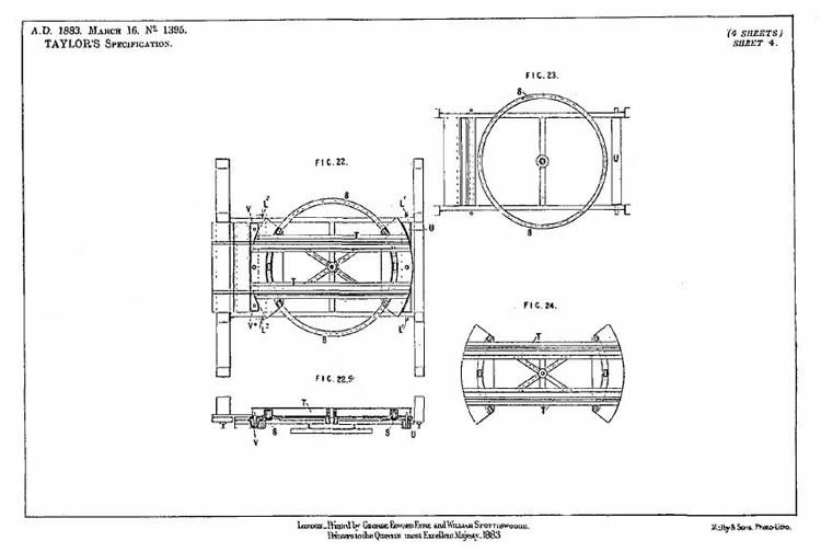 1883 - GEORGE TAYLOR of Penarth in the County of Glamorgan "IMPROVEMENTS IN APPARATUS FOR TRANSFERRING, RAISING, AND TILTING RAILWAY COAL WAGGONS AND TRANSFERRING COAL THEBEFROM FOR THE PURPOSE OF LOADING VESSELS." - Accompanying Drawings - Figures 1 to 24.