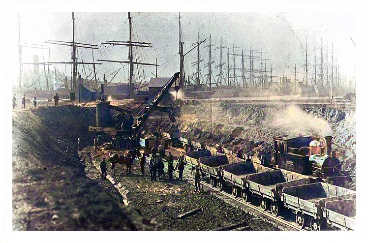 Barry Docks - 'This view looking west shows work on the junction cut, a waterway running between Docks Nos 1 and 2.