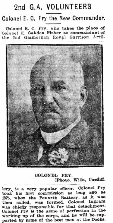 1907 - 2nd G. A. Volunteers - Colonel E. C. Fry the New Commander. 