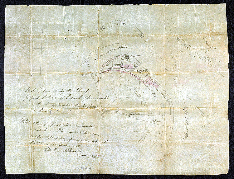 1855 - A Sketch Plan shewing the Sites of proposed Batteries at Penarth, Glamorganshire, with the approaches thereto from the Beach.