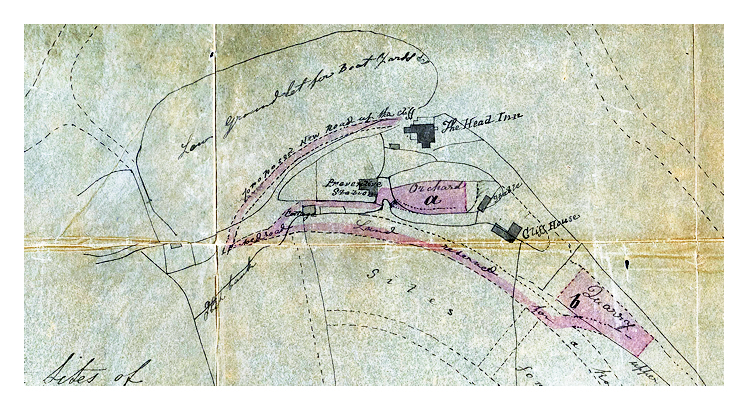 The proposed sites are marked a and b on Plan and tinted red, and the rights of way forming the approach thereto are all tinted red. February 8th for J. E. Bernard, (Surveyor and engineer to Cardiff Local Board of Health), Engineer, Cardiff.