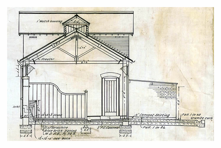 1919 - Seven Defences - Drawing No 5 of Set of 7 - Battery for Two 6" Guns Mk.VII - Record Compiled from Station Drawings - Penarth Head - Artillery House - Stable.