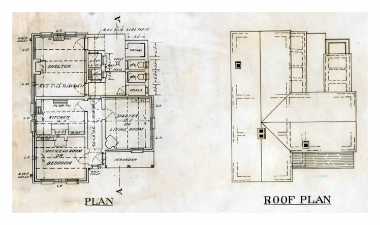 1920 - Seven Defences - Drawing No 6 of Set of 7 - Battery for Two 6" Guns Mk.VII - Record Compiled from Station Drawings - Penarth Head - Quarters or Barracks.