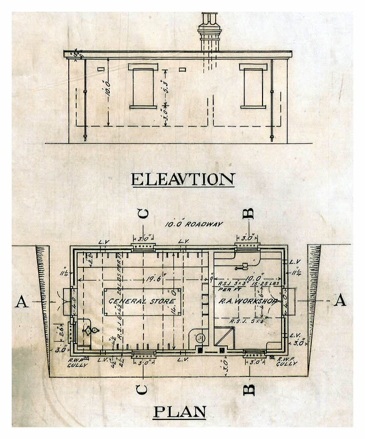 1920 - Seven Defences - Drawing No 6 of Set of 7 - Battery for Two 6" Guns Mk.VII - Record Compiled from Station Drawings - Penarth Head - Quarters or Barracks.