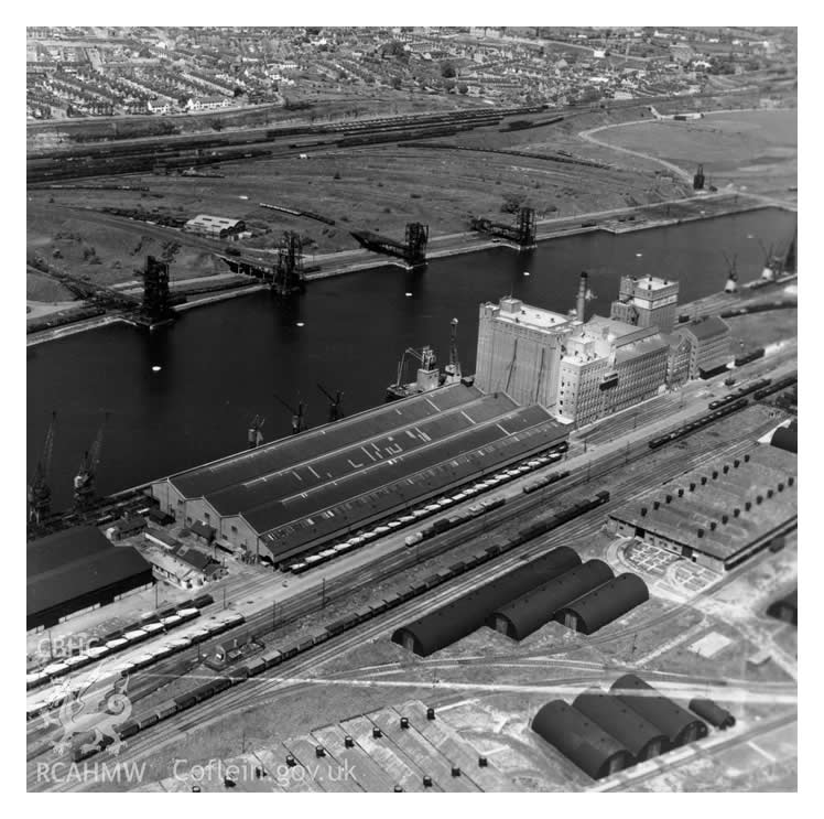 1951 - View of Rank Hovis Atlantic Mills at No. 2 Dock, Barry Docks.