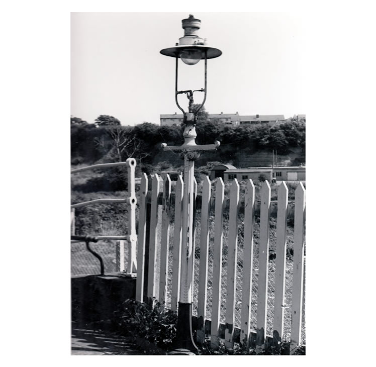 1969 - Dinas Powis Station - The gas lamp situated on the down line next to the steps to the subway.
