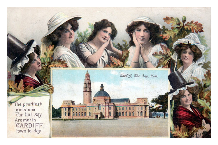 1908 - The prettiest girls' one can but say are met in Cardiff town to-day.