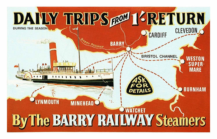 Daily Trips During the Season from 1/- Return By The Barry Railway Steamers.