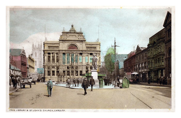 Free Library & St. John's Church, Cardiff.