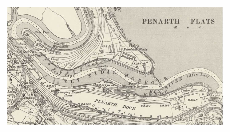 The O.S. Map of the Ely Tidal Harbour revised 1898 to 1899 and published in 1901.