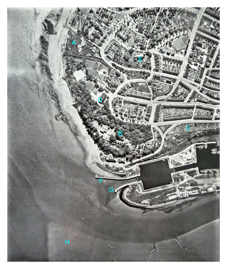 3rd June 1950  - The Penarth Head with the Penarth Dock entrance sheltered below. 