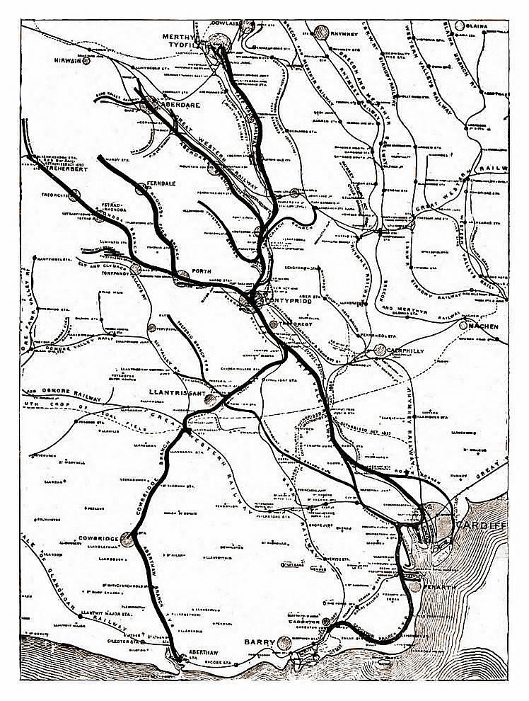 Map of Taff Vale Railway. 