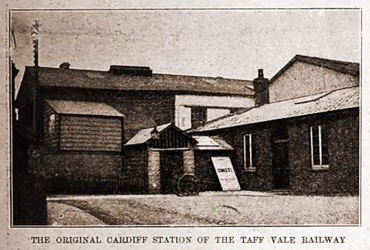 The original Cardiff station of the Taff Vale Railway.
