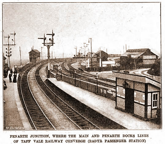 Penarth Junction, where the main and Penarth Docks Lines of the Taff Vale Railway Converge (Radyr Passenger Station).