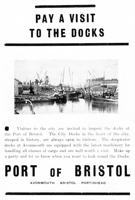 Port of Bristol - Pay a Visit to the Docks - an advertisement. 