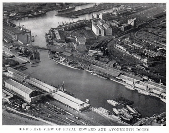 Bird's Eye View of Royal Edward and Avonmouth Docks.