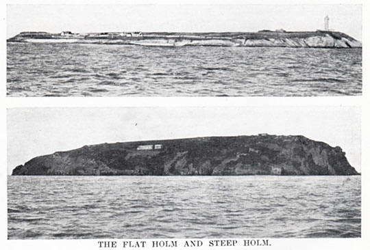 The Flat Holm and Steep Holm.