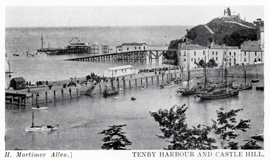 Tenby Harbour and Castle Hill.